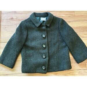 Custom Made By Gisella Jacaboni 100% Wool Emerald Green Cropped Jacket